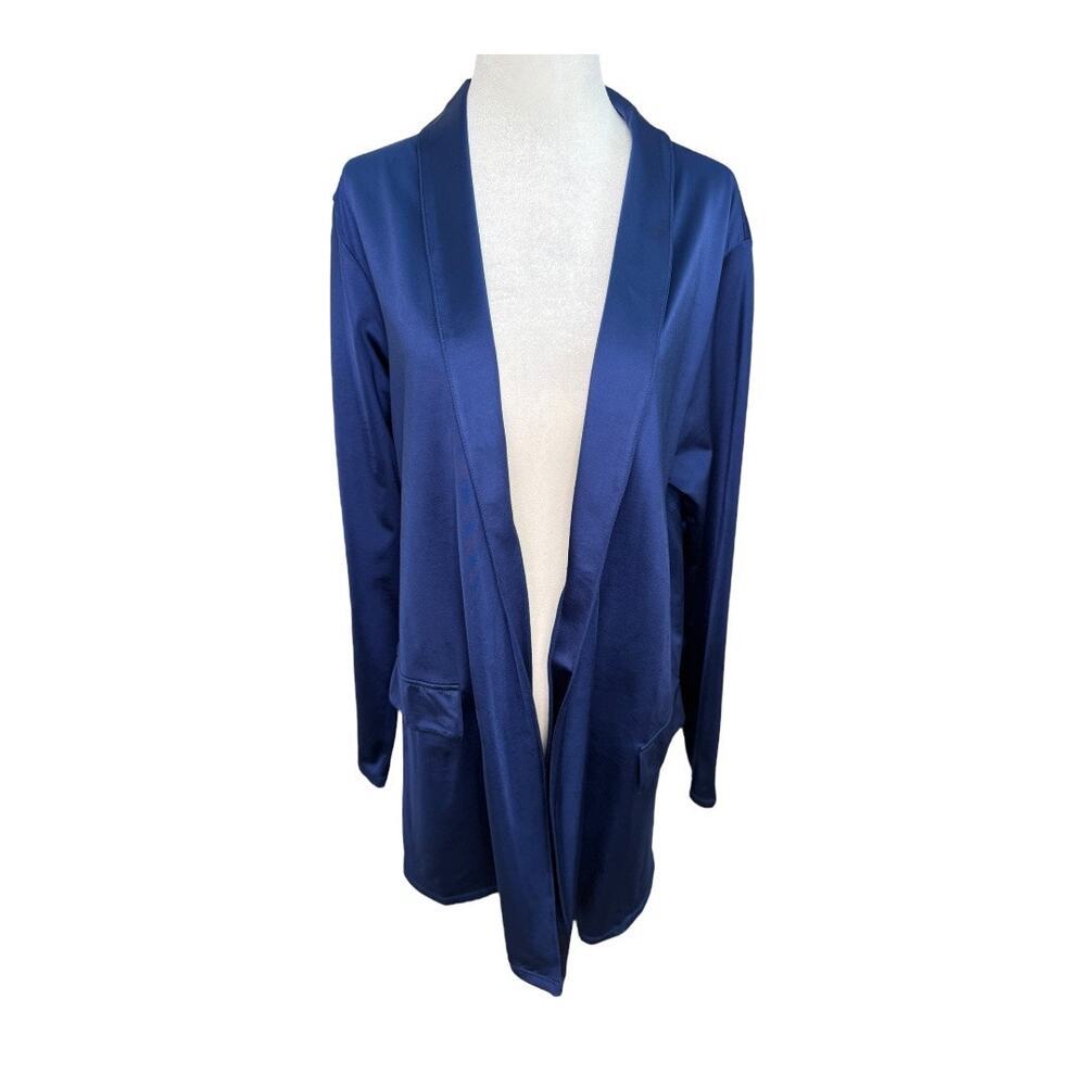 OH LA LA CHERI Saskia Satin & Lace Belted Robe Navy Blue Missing Belt